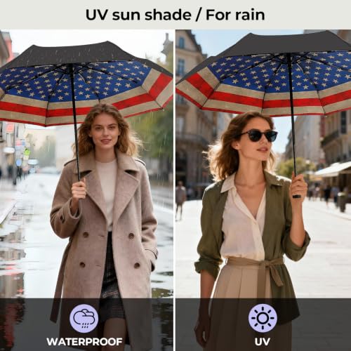 Compact Travel Umbrella (USA Flag (Auto) / 44 inches)