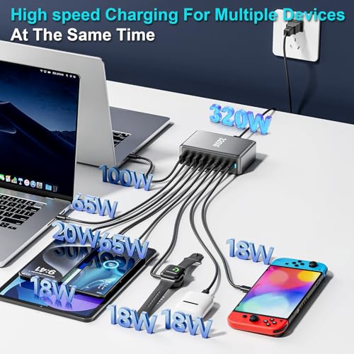 320W USB C Charger Block (Black-320W)