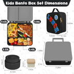 Kids Lunch Box with Thermo Insulated Lunch Bag for School (Black)