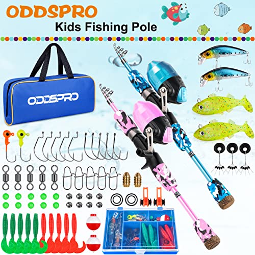 Kids Fishing Pole (Blue&Pink / 4.92 ft)