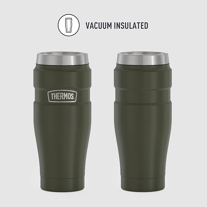 THERMOS Stainless King Vacuum-Insulated Travel Tumbler, 16 Ounce, Army Green - Image 2
