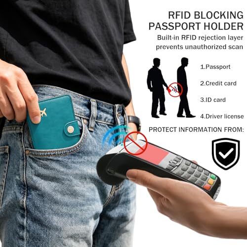 Passport Holder RFID Blocking Travel Wallet (Green)