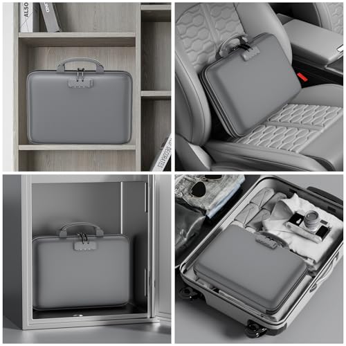 Fireproof File Organizer with Lock (15.5" x 11.5" x 3"(colorful) / Gray)