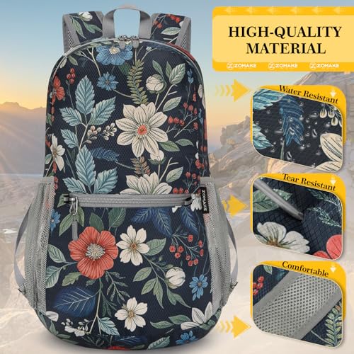 Lightweight Packable Backpack (20L / D-royal Blue Floral)