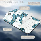 2 Pack Luggage Tags for Suitcases Vintage Blue Dragonflies Leather Luggage Tags Privacy Cover ID Label with Stainless Steel Loop and Address Card for Women Men Travel Bag Backpack (Vintage Blue Dragonflies)