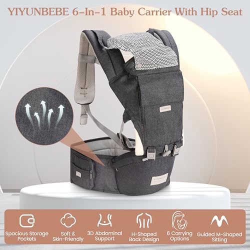 Baby Carrier Newborn to Toddler Baby Carriers with Seat Infant Baby Holder Backpack Baby Carriers Front and Back for Carrying and Hiking (Dark Grey)