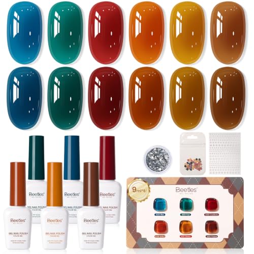 Beetles Jelly Gel Nail Polish Set (A - Brown Red Orange | Retro Glaze)