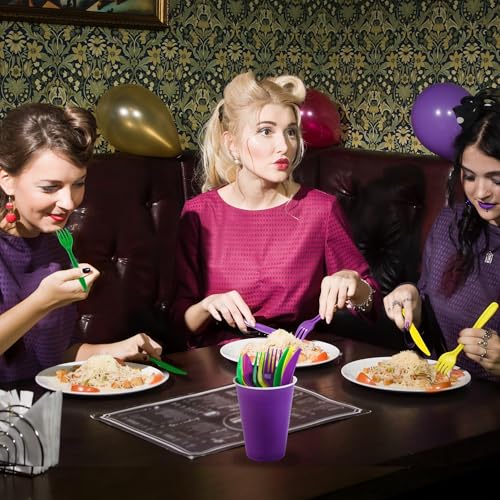 90 Pieces Mardi Gras Plastic Cutlery Set (Purple, Yellow, Green)
