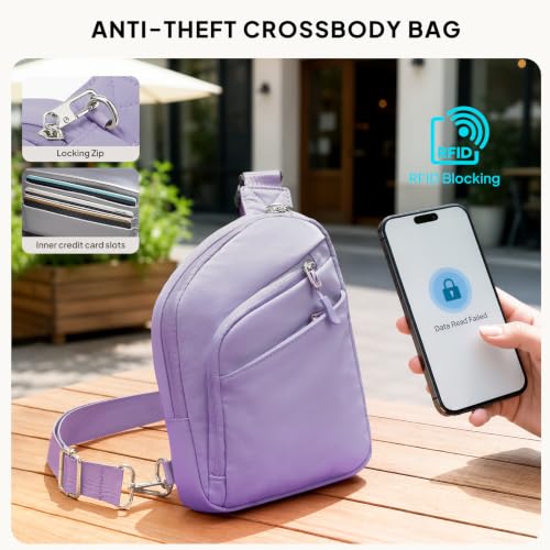 Anti Theft Crossbody Bags Small Crossbody Sling Bag for Women & Men (Lavender)