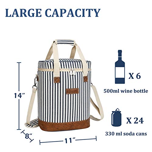 6 Bottle Wine Cooler Bag (Blue Stripe)