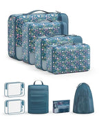 Packing Cubes for Travel (10 Dark Blue Floral)