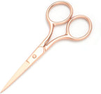 Multicolor Professional Grooming Scissors for Personal Care Facial Hair Removal and Ear Nose Eyebrow Trimming Stainless Steel Fine Straight Tip Scissors 3.9 Inch (Rose Gold)
