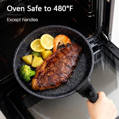 Ceramic Pots and Pans Set Non Stick (Dark Gray / 11PCS)