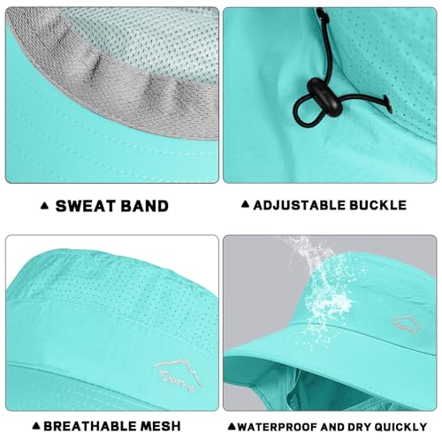 Sun Hat for Men Women with Neck Flap& Removable Face Cover Wide Brim (1pack-aqua)