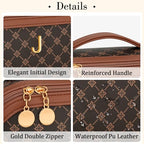 Initial Makeup Bag Personalized Gift for Women Teen Girls (Coffee / J)