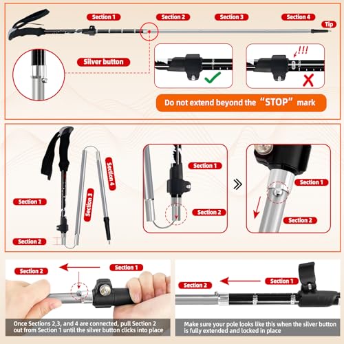 Collapsible Trekking Poles for Hiking (Black)