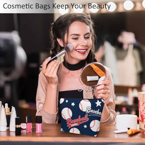 Baseball Makeup Organizer Bag Cosmetic Bag For Men Women (9 x 7.1 inch / Baseball)