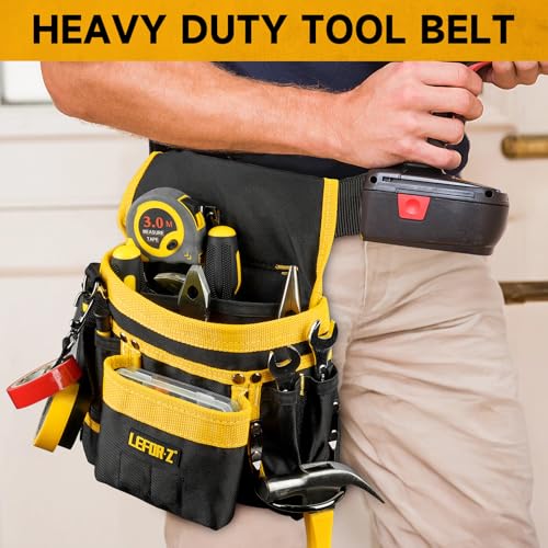 Tool Belt,14-Pockets Tool Belts for Men with Magnetic Tool Pouch (Black&yellow)