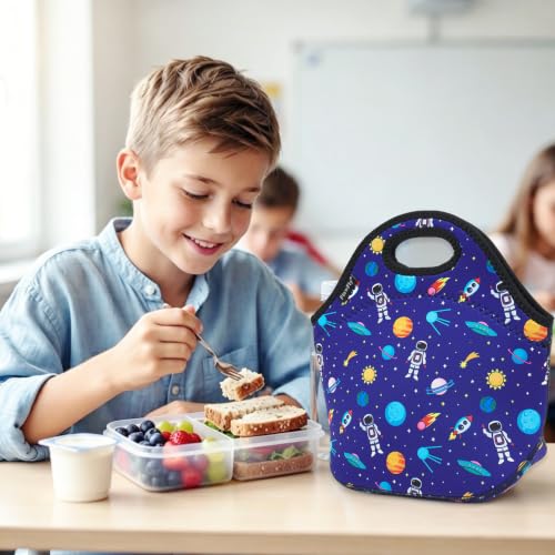 Neoprene kids Lunch box Insulated Soft Bag Mini Cooler Thermal Meal Tote Kit for Boys (Astronaut)