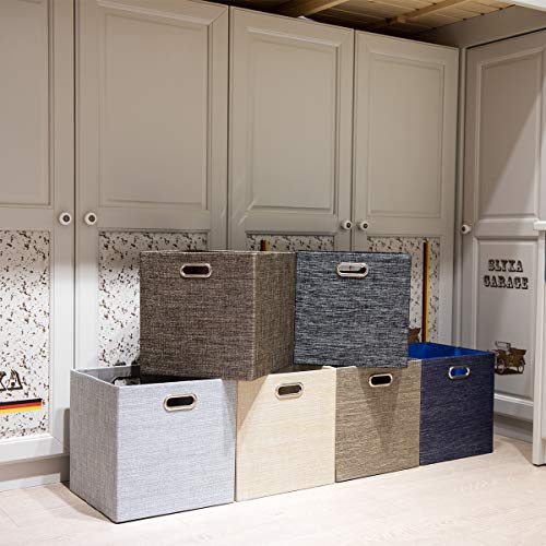 Storage Cube Basket Bins (13×13×13/4pcs / Beige)