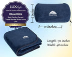 Premium Soft Rolled Travel Blanket Pillow Airplane (Travel / R04-navy Blue)