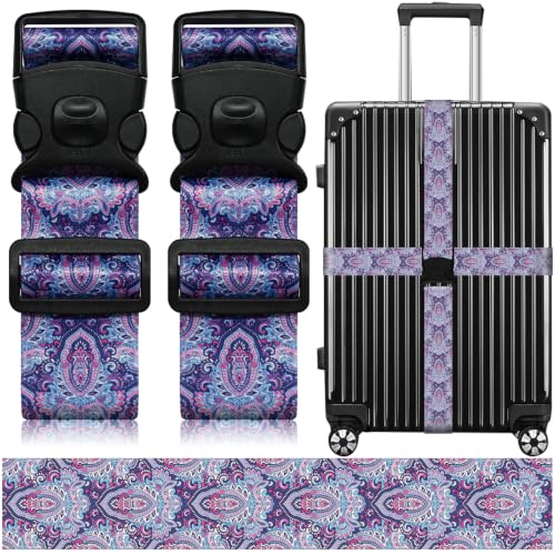 Luggage Straps for Suitcases (Purple Print)