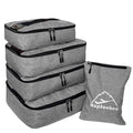 5 Set Packing Cubes for Travel Large Suitcase Luggage Organizer Bags Travel Accessories Vacation 4 Cubes 1 Laundry Pouch Bag (Snow Gray)