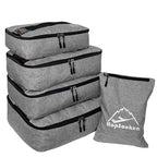 5 Set Packing Cubes for Travel Large Suitcase Luggage Organizer Bags Travel Accessories Vacation 4 Cubes 1 Laundry Pouch Bag (Snow Gray)