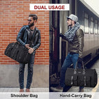 2-in-1 Canvas Garment Duffle Travel Bag with Shoulder Strap,Black (Black)