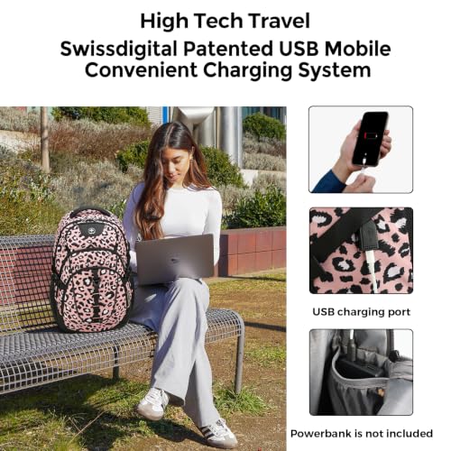Design Backpack for Men with USB Charging Port SD803 (Pink Leopard / Standard)