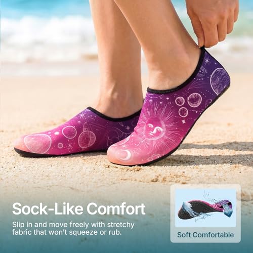 Water Shoes for Women Men Quick (10-11 Women/9-10 Men / Star Moon Pink)
