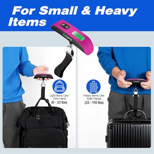 Digital Hanging Luggage Scale with Backlit for Travel (Pink)