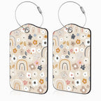 2 Pack Luggage Tags for Suitcases Boho Rainbow Flower Leather Luggage Tags Privacy Cover ID Label with Stainless Steel Loop and Address Card for Women Men Travel Bag Backpack (Boho Rainbow Flower)