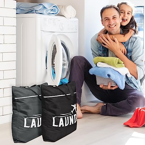 2 Pcs Large Travel Laundry Bags (Black+Grey)