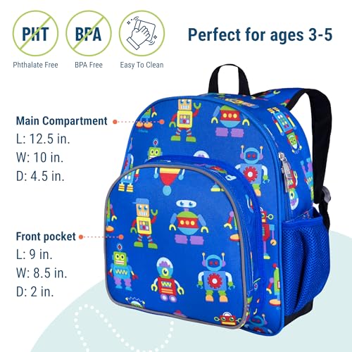 12 Inch Toddler Backpack for Kids (12 x 10 x 4.5 inches / Robots)