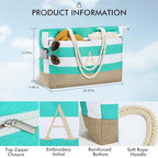 Personalized Gifts for Women Initial Beach Bags for Women (Light Blue)