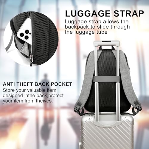 School Backpack for Teen Boys and Girls (Grey / 17.3 Inch)