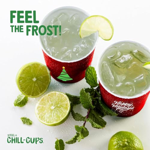 16 oz. Reusable Party Cups (Happy Holidays Red / 12 Count)