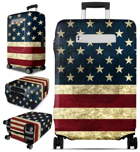 Luggage Cover for Suitcase Tsa Approved Protector (Medium (24-27 inches) / Flag)