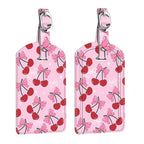 2 Pack Luggage Tags Leather Name ID Labels with Privacy Cover (Pink Cherry)