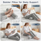 Neck Roll Cervical Pillow for Neck Pain Relief (Grey / Large - 6.0" H)