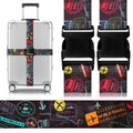 Luggage Straps for Suitcases Adjustable Travel Belt (Airplane black)