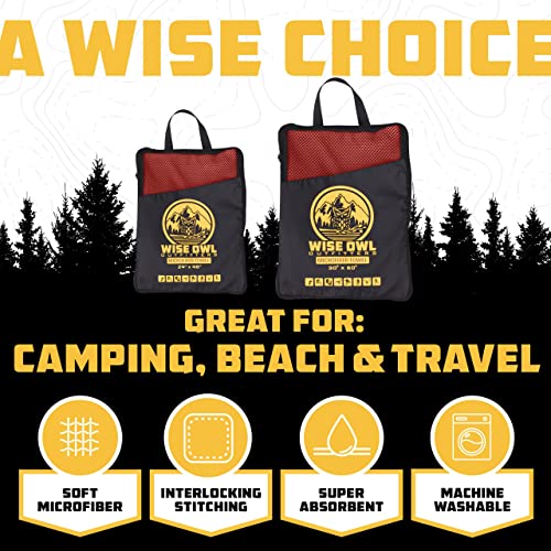 Microfiber Camping Towel (Red / X-Large (30x60) + Washcloth (12x24))