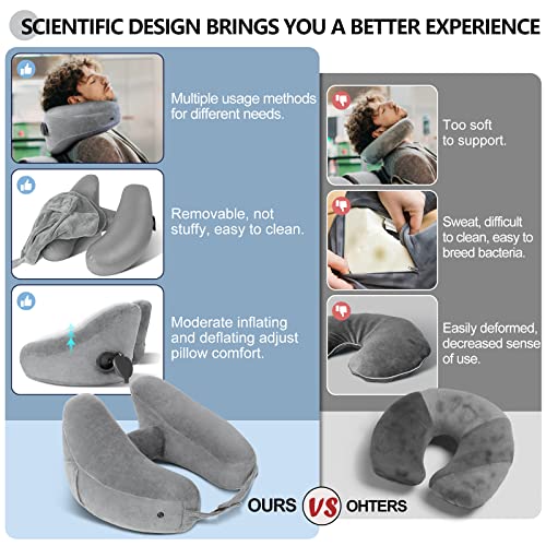 Travel Neck Pillow for Airplane Pillow Comfortably Supports Head (Dark Grey)