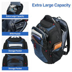 Travel Laptop Backpack 17.3 Inch XL Computer Backpack for Men (Black/Haze Blue / 17.3 inch)