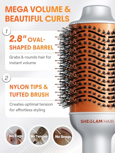 4-in-1 Hot Air Brush - Hair Dryer & Styler with 33000 RPM Motor, Gloss PRO Coating for Shine, 3 Heat Settings, Tangle-Free Ionic Bristles for Frizz-Free Blowouts (US Plug) (Standard)
