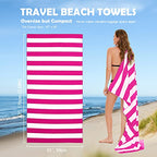 Microfiber Beach Towel Sand (O-rose Red Stripes / Extra Large(67x35"))