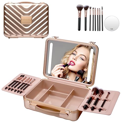 Travel Makeup Case with Mirror (Rose Gold)