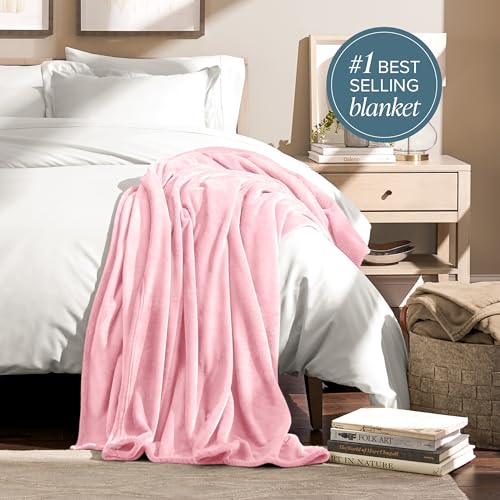 Fleece Blanket Luxury Microplush (Throw/Travel / 18 - Light Pink)