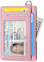 Slim Minimalist Wallet RFID Credit Card Holder for Men (small / Litchi Pink)